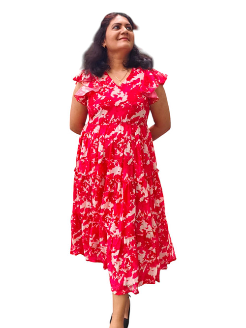 Senthaazhai - Red - Floral Abstract Print Dress