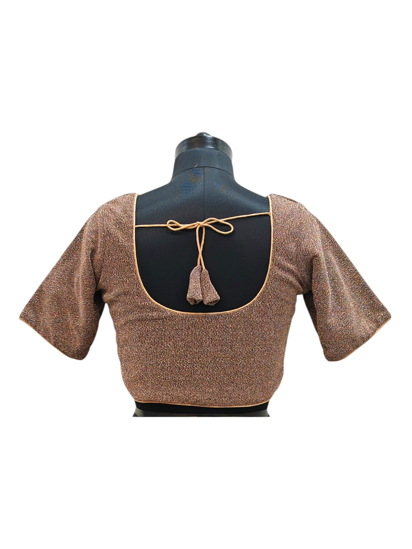 Shimmer Dusty Muted Gold - Front Open - Elbow Sleeve Blouse Shimmer Dusty Muted Gold - Front Open - Elbow Sleeve Blouse