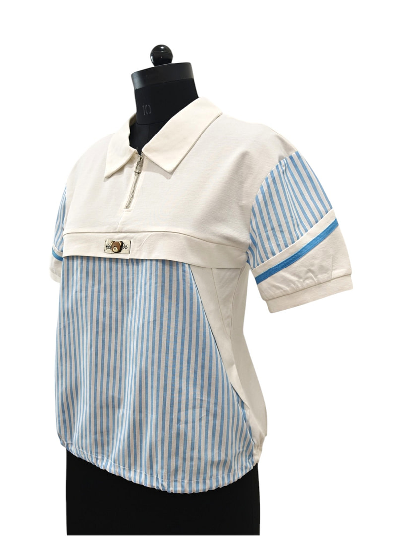 Skyline Snuggle - Blue & White Stripes T-Shirt Skyline Snuggle - Blue & White Stripes T-Shirt