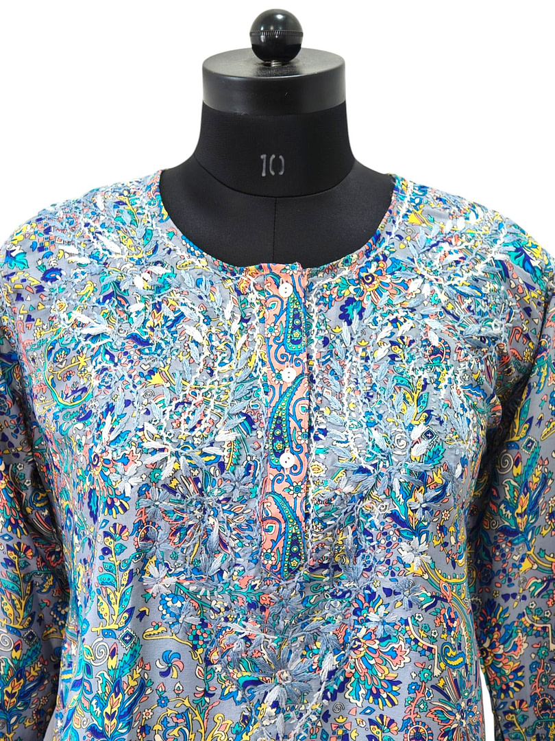 crepe short top grey