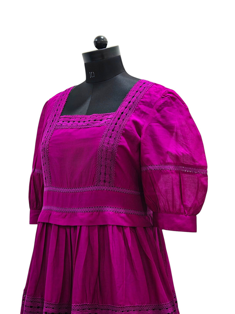 Purple Cotton Summer Tired Dress