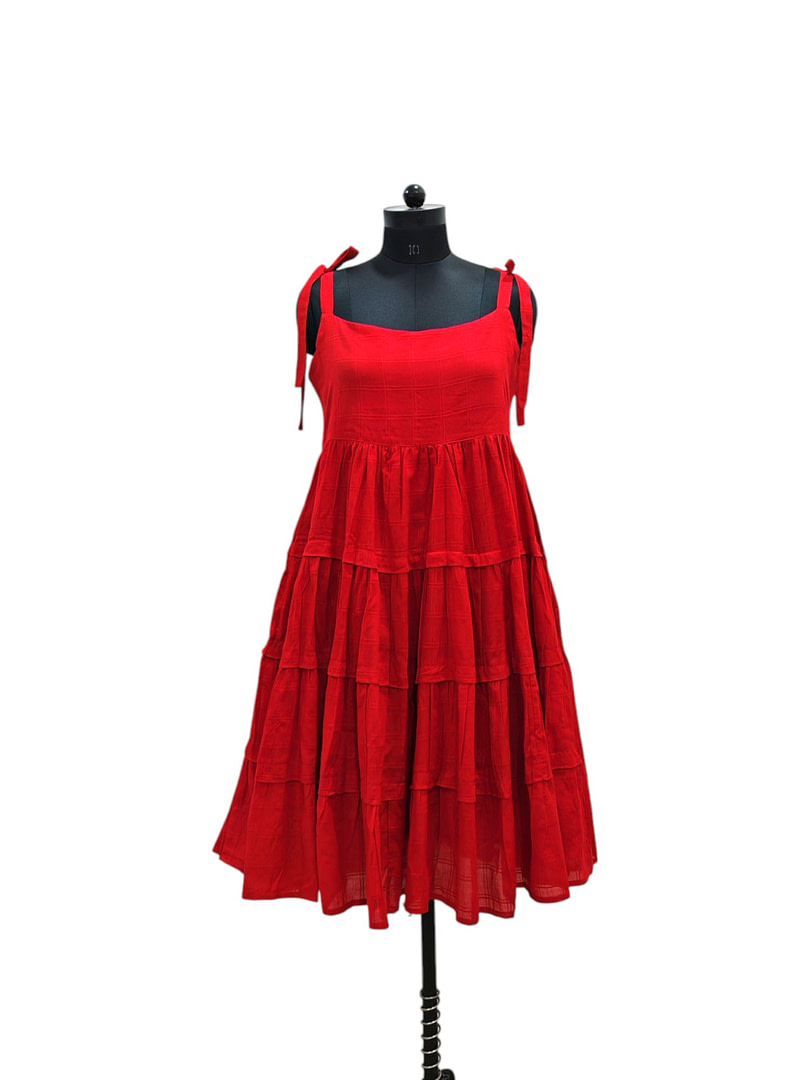 Red Sleeveless Cotton Dress