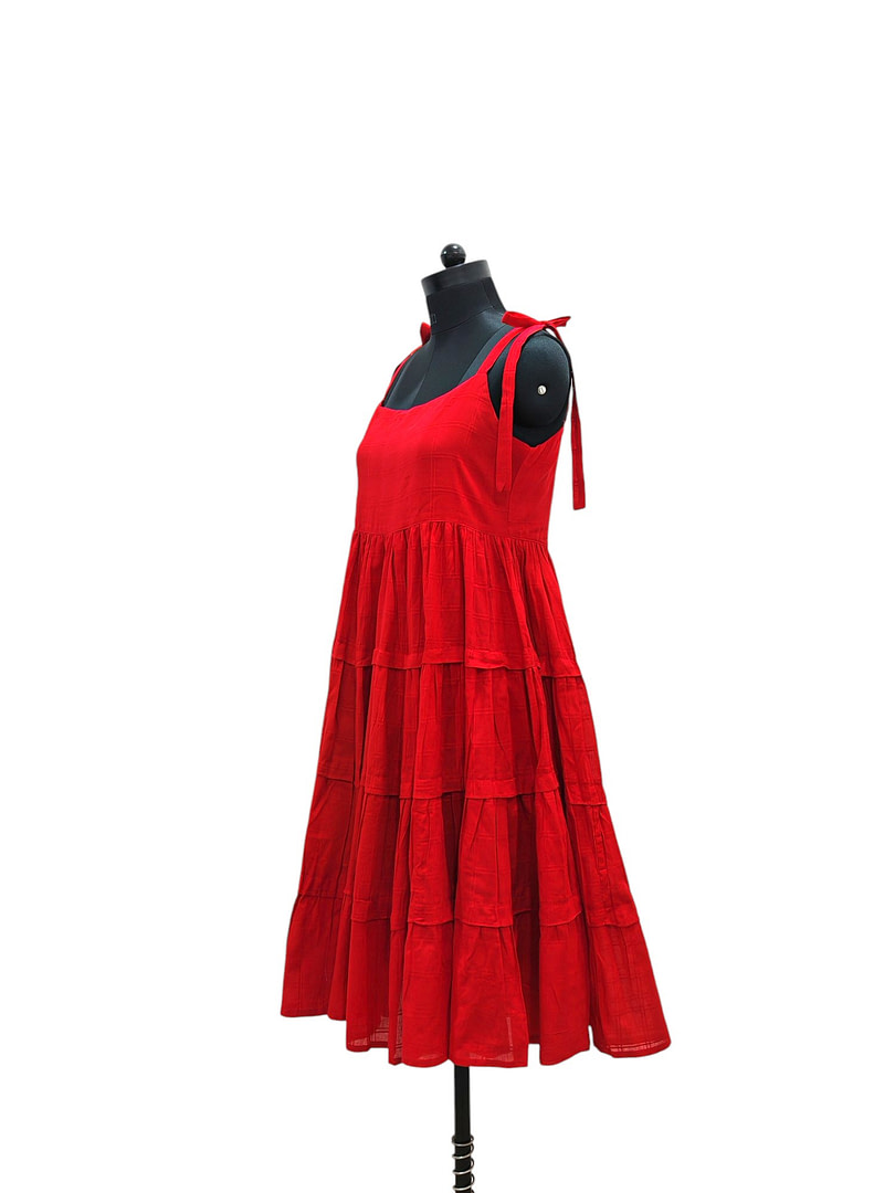 Red Sleeveless Cotton Dress