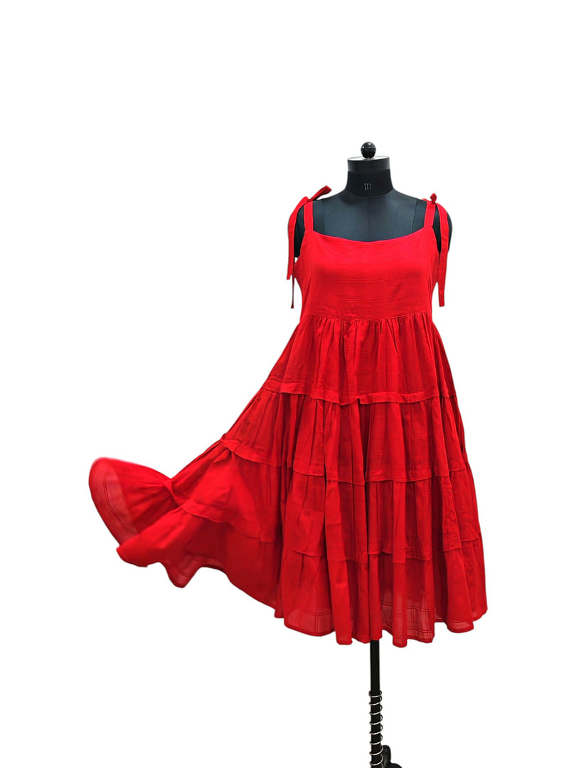 Red Sleeveless Cotton Dress