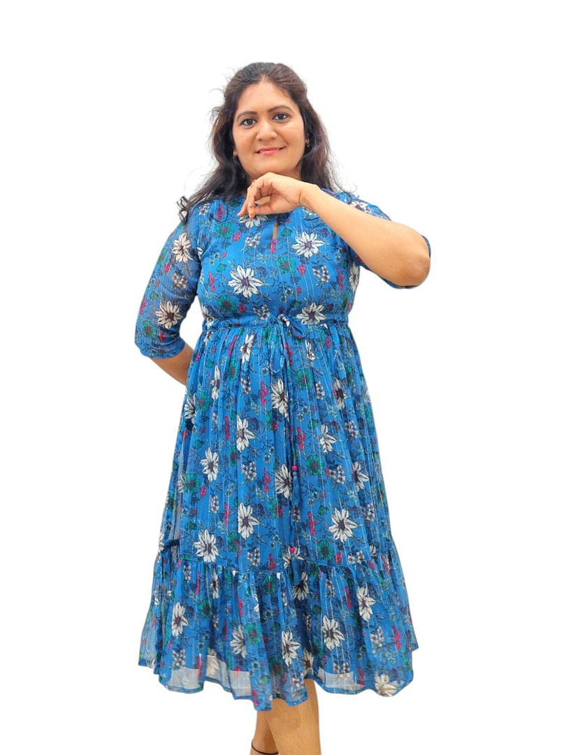 Neela Vaanam - Blue - Fit & Flare Dress Neela Vaanam - Blue - Fit & Flare Dress