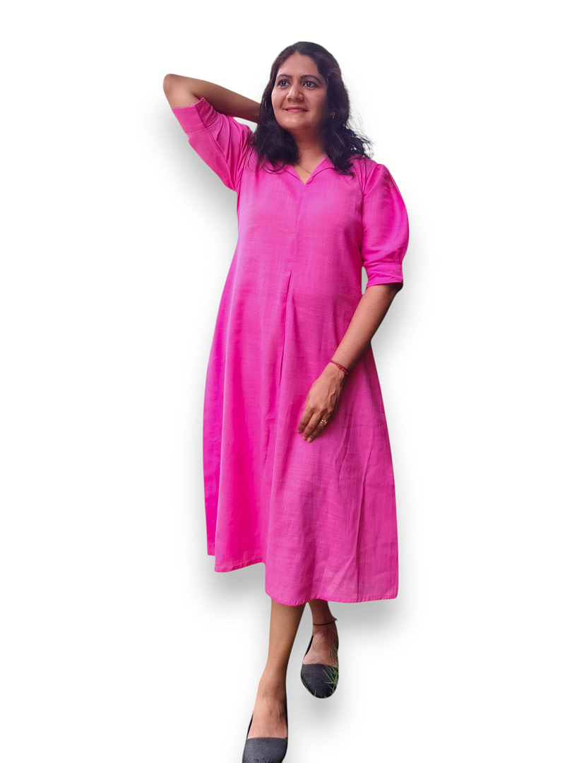 Pink Cotton A Line Dress