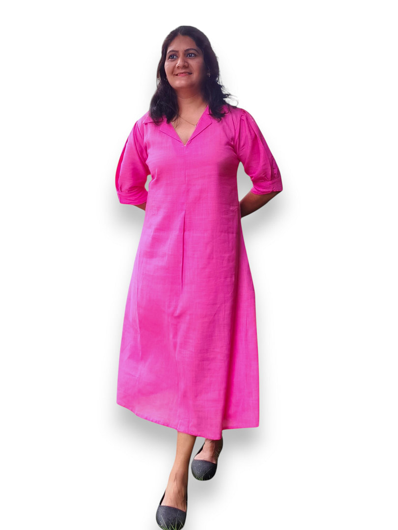 Pink Cotton A Line Dress