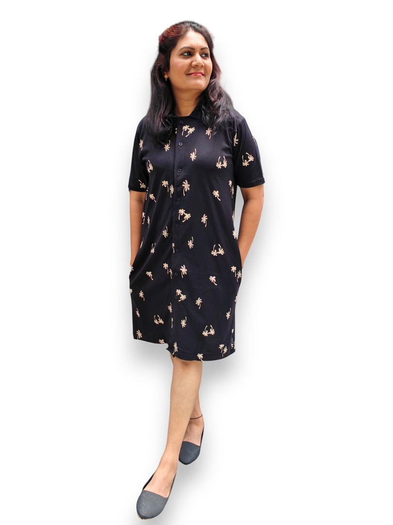 Coconut Tree - Black - Shirt Collar - Tunics