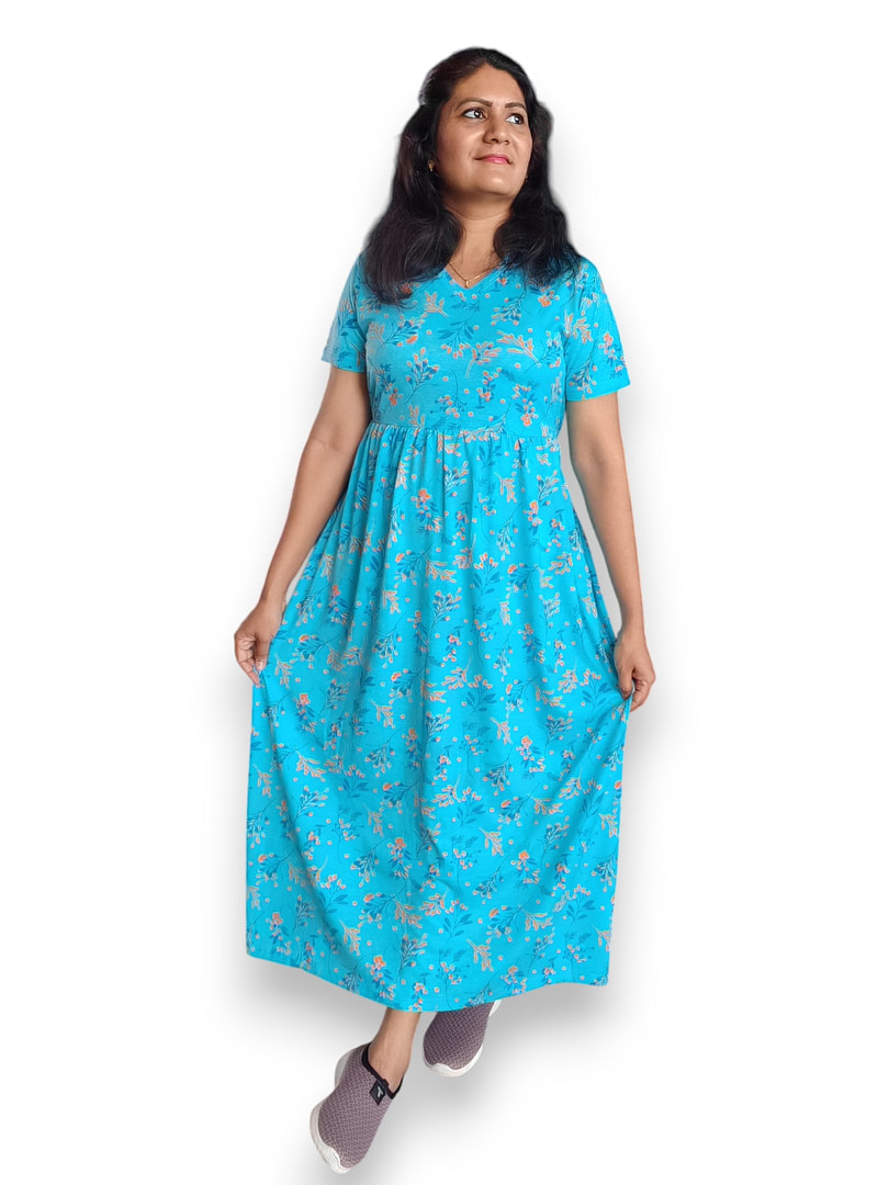 Floral Blue - Maxi - Nightdress