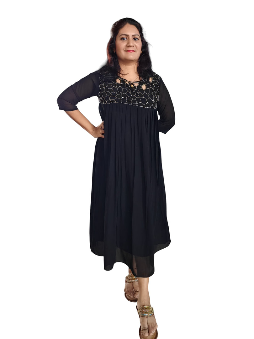 Black A line designer dress