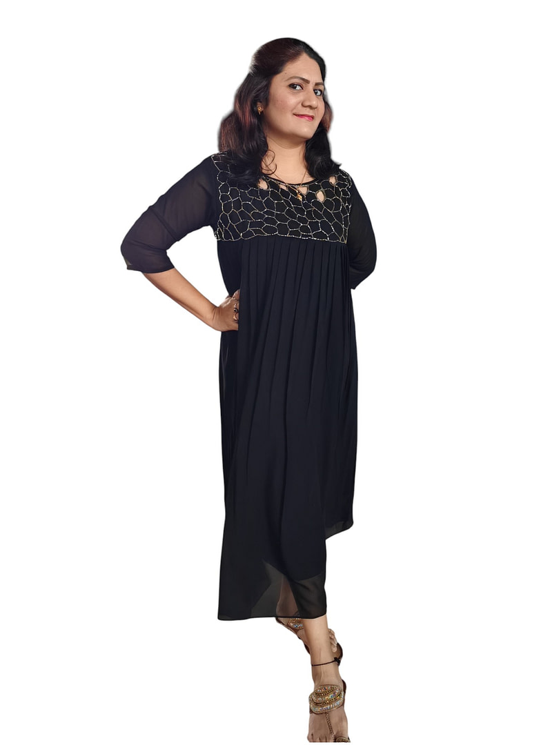 Black A line designer dress