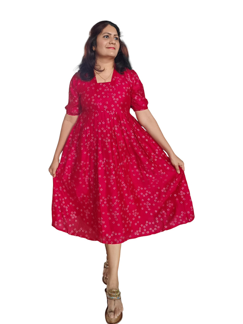 Fit & Flare Dress -  Cherry Red