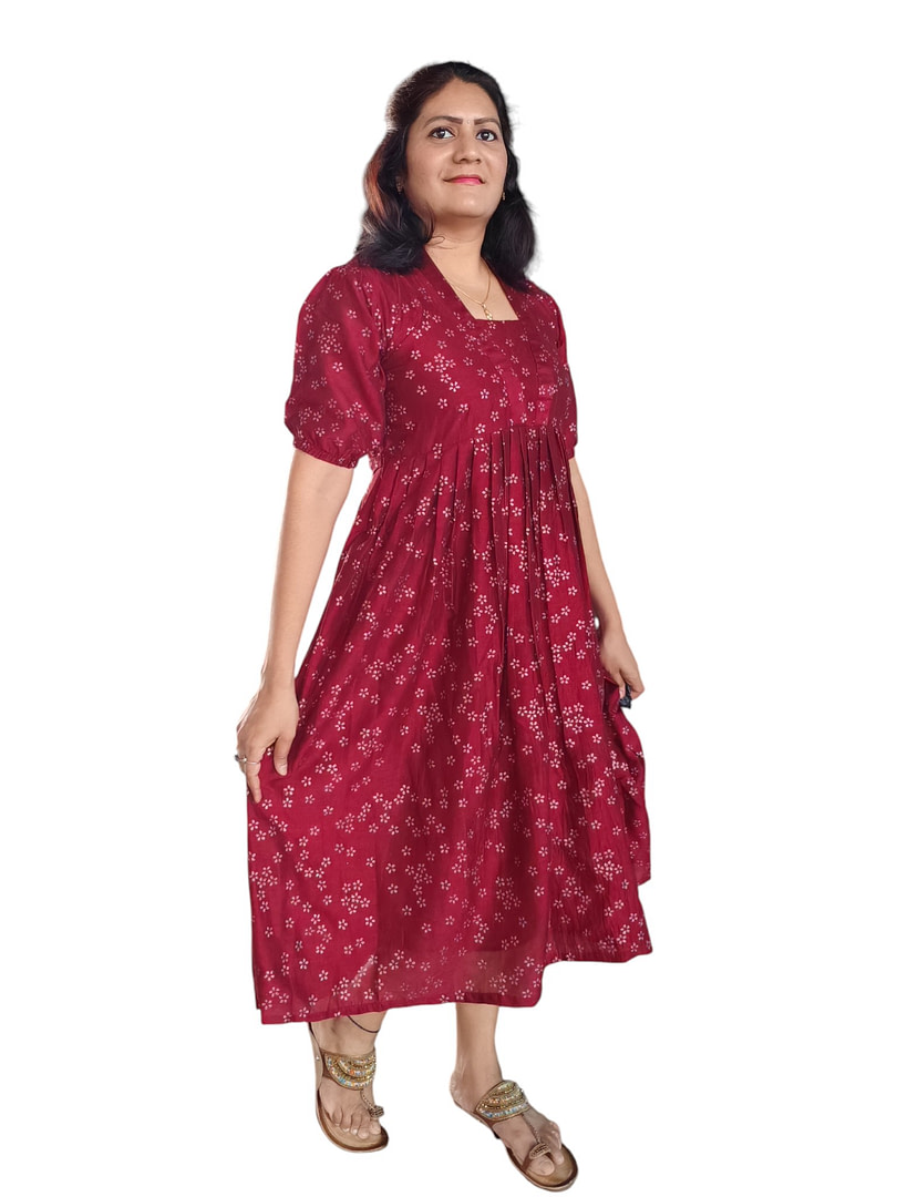 Fit & Flare Dress - Maroon