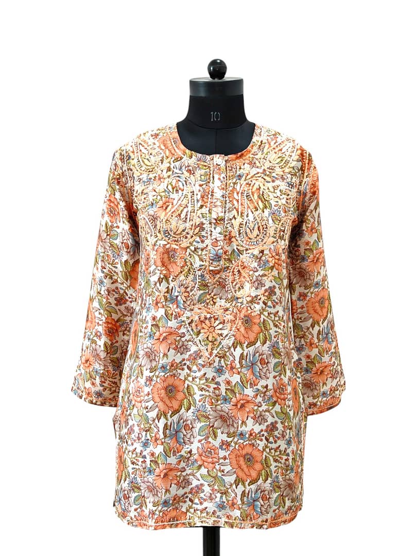 crepe short top orange